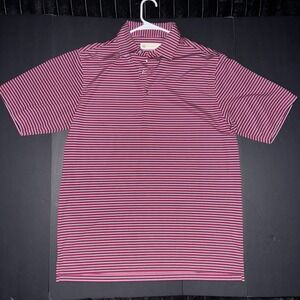 Men's Medium Donald Ross Red Navy White Striped Golf Polo Shirt Brookside